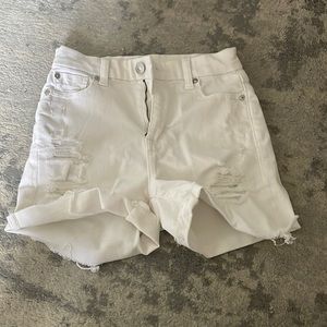American Eagle white curvy high rise jean shorts